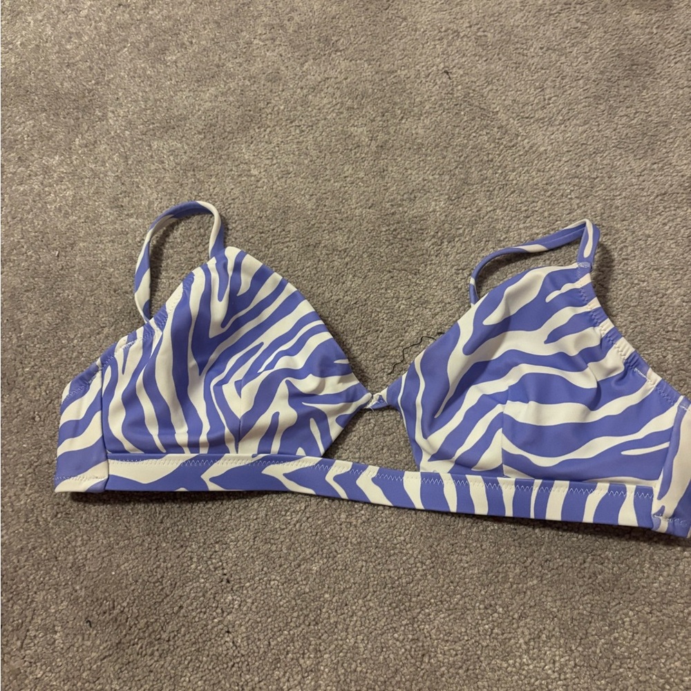 Shade & Shore Purple and White Zebra Bikini Top